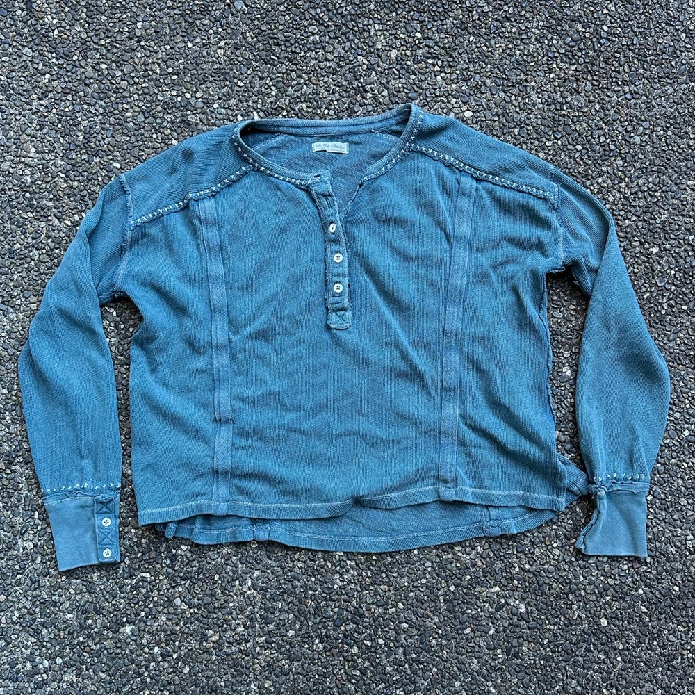 We The Free Blue Long Sleeve Top